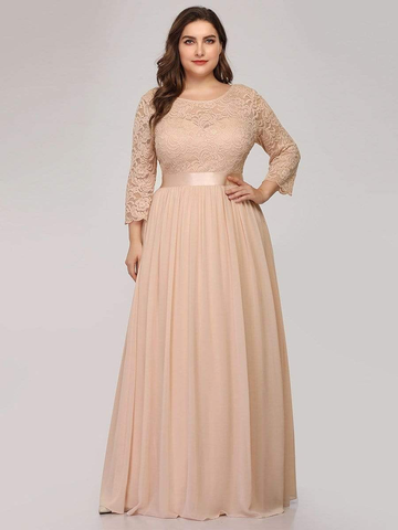 Simple Plus Size Half Sleeve Lace Fall Evening Dress