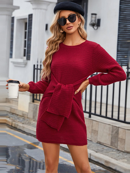 Curve-Hugging Knit Thanksgiving Day Dress