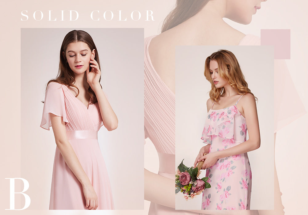 Print & Solid Color-bridesmaid-dress