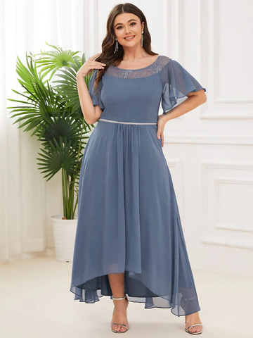 Best Plus Size Boat Neck High Low Dress at Ever-Pretty