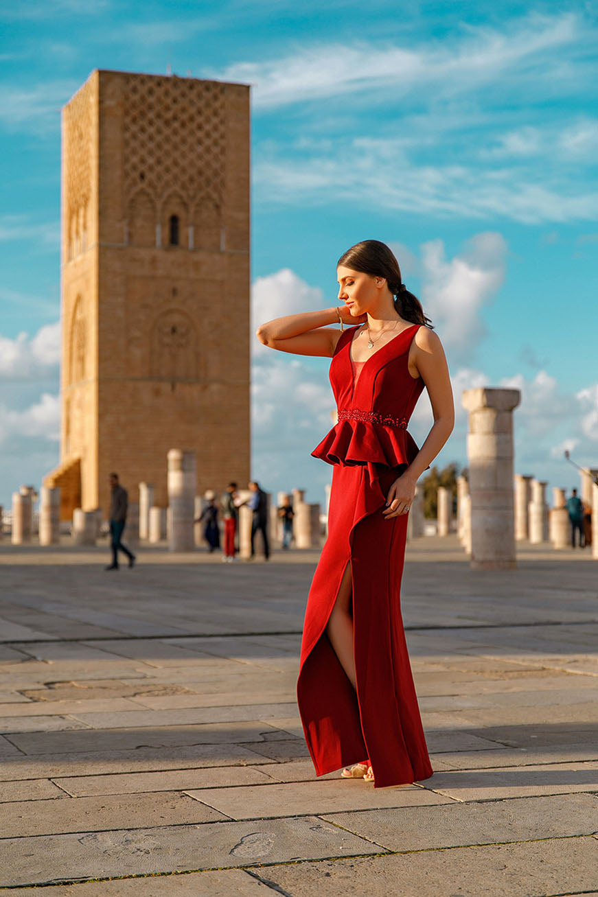 Larisa-with-ever-pretty-long-Burgundy-dress