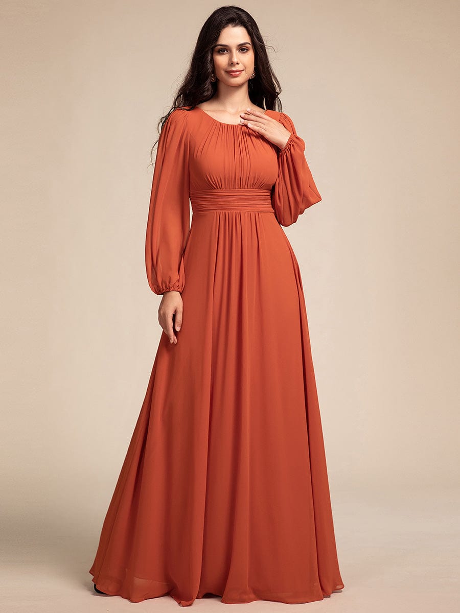 Chiffon High Empire Waist Puff Sleeve Mother Dress