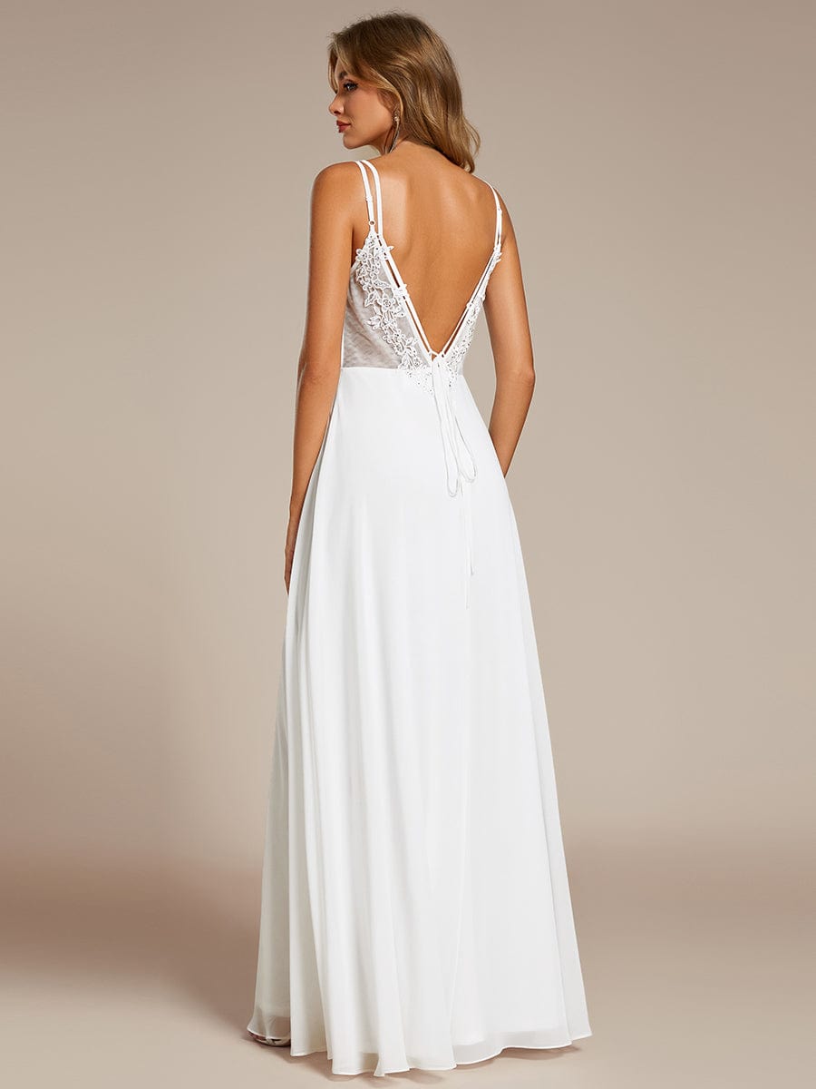 Convertible Chiffon Lace Open Back Spaghetti Straps Bridesmaid Dress