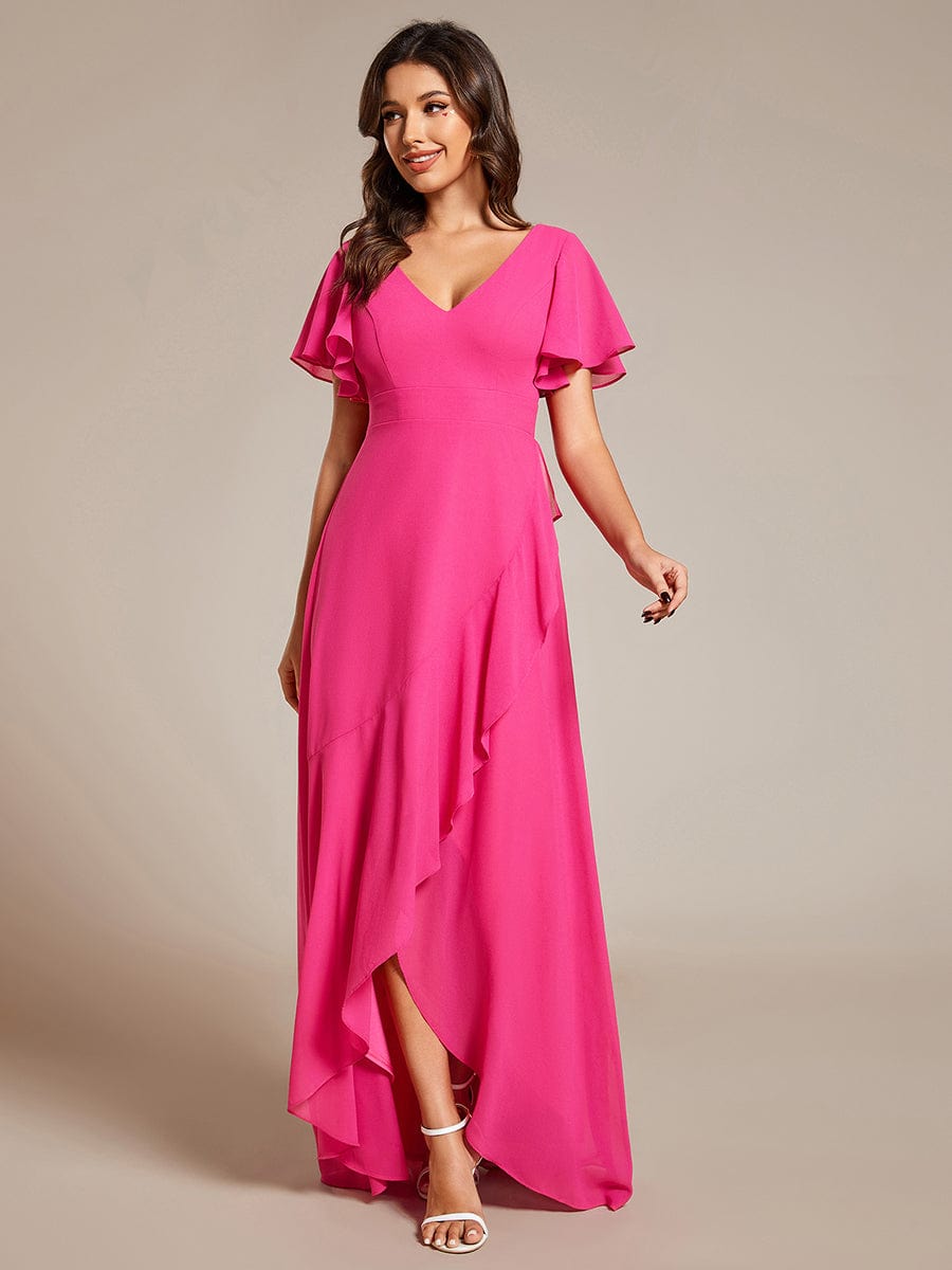 Charming Chiffon Bridesmaid Dress with Lotus Leaf Hemline