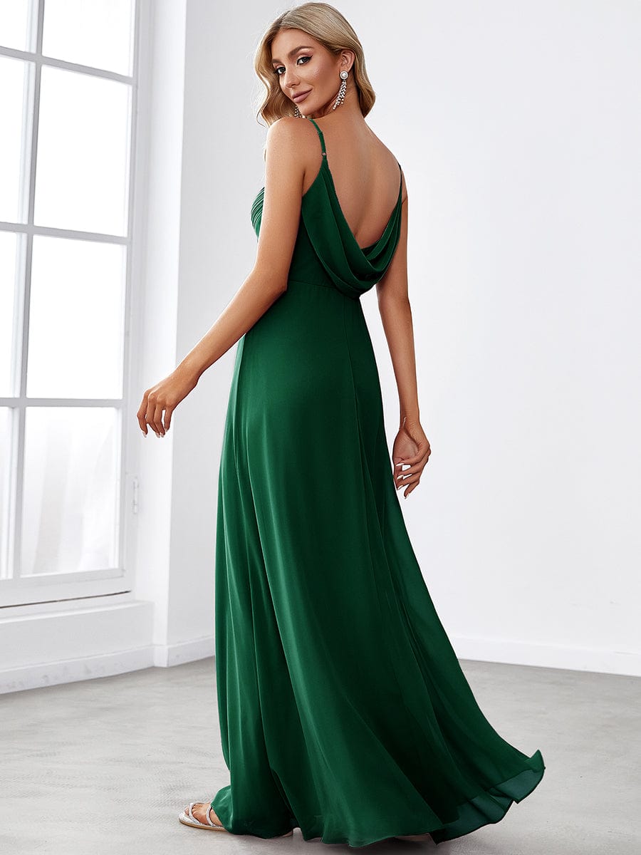 Criss-Cross V-Neck Chiffon Backless A-Line Bridesmaid Dress