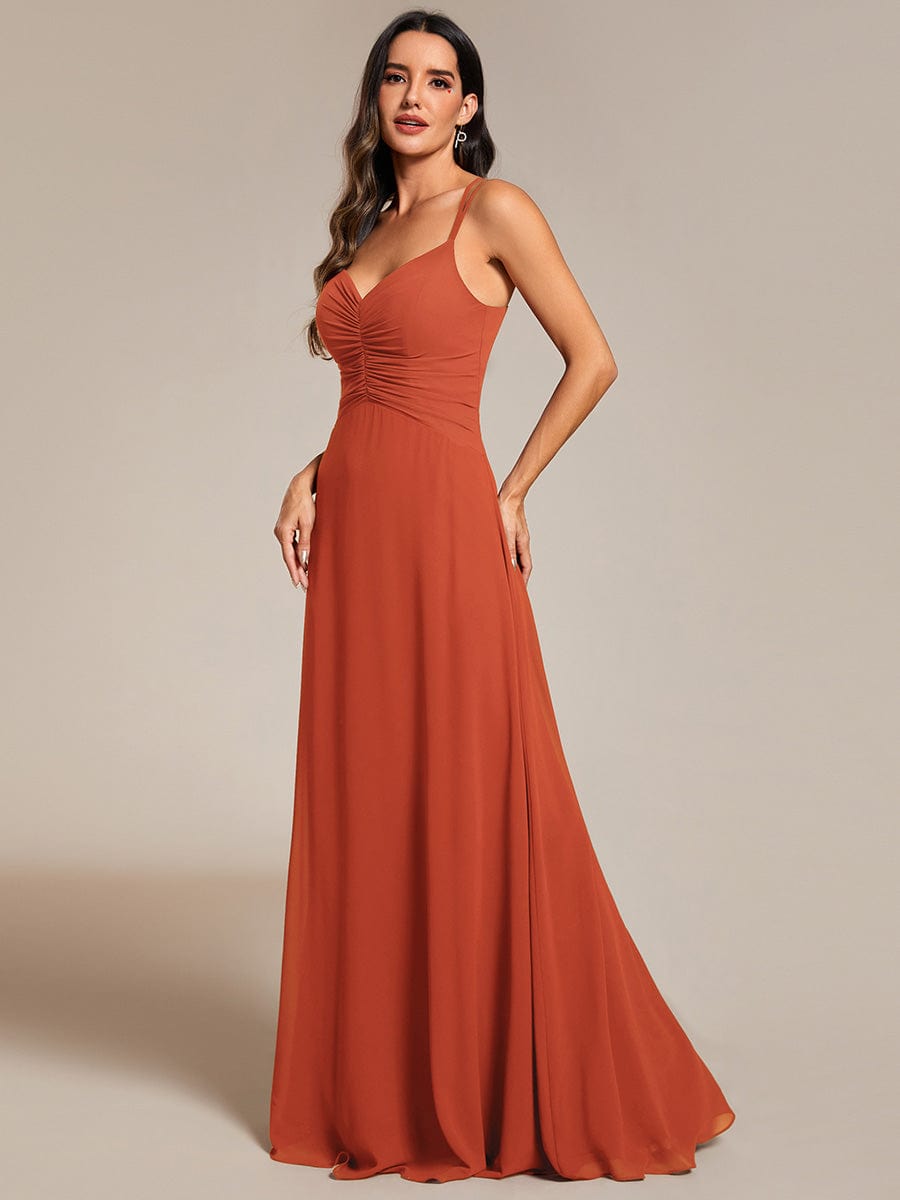 Flowy Pleated Chiffon Bridesmaid Dress with Adjustable Straps