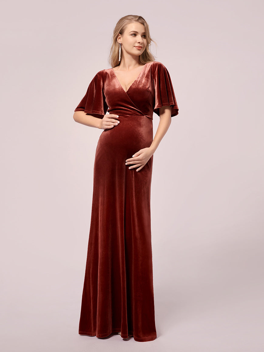 Flare-Sleeves-Maternity-Dress