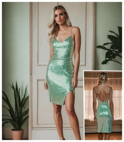 One Shoulder Sequin Bodycon Sleeveless Homecoming Dress