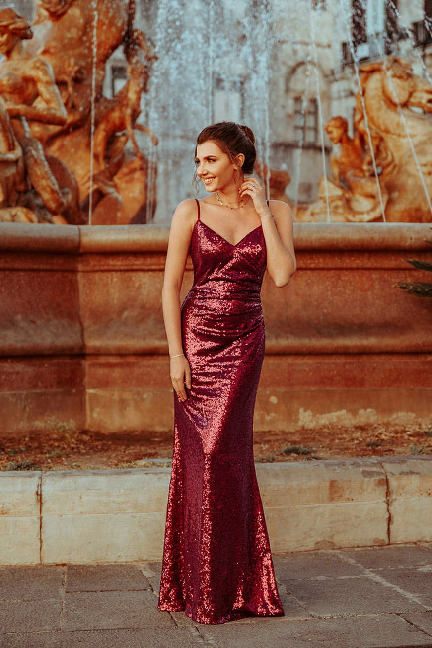 a-red-sequin-bridesmaid-dress