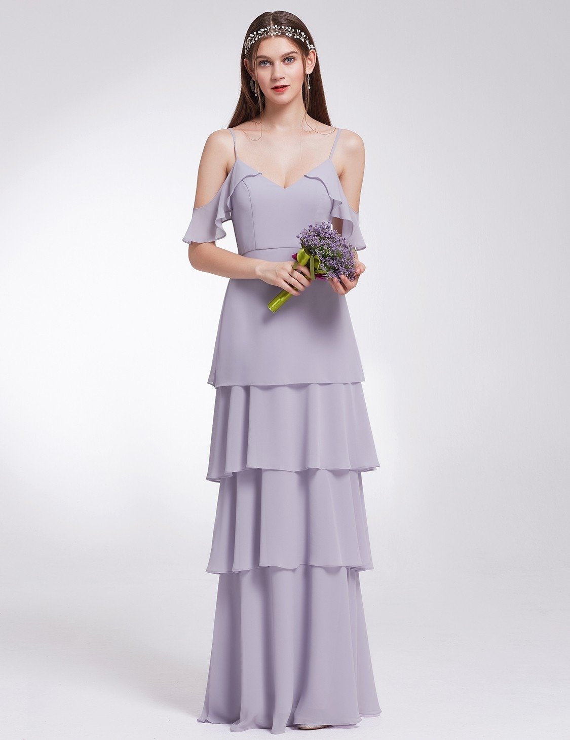 off the shoulder purple bridesmaid dress