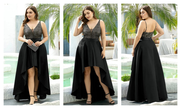 Sleeveless High Low Plus Size Holiday Dresses