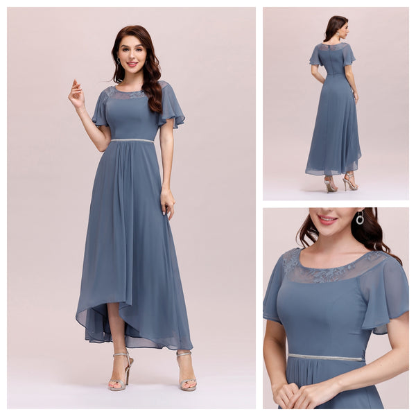 Boat Neck Formal Dress with Sleeves for mom