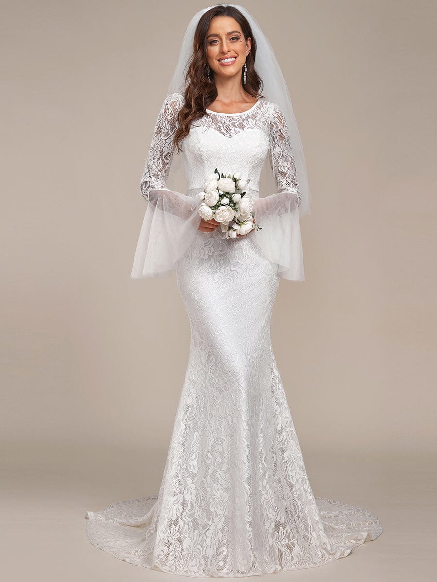 Custom Size Long Sleeve Lace Mermaid Wedding Dress - Ever-Pretty US
