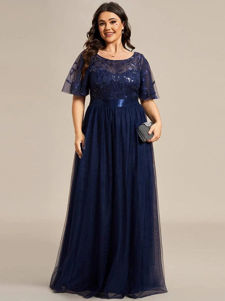 Plus Size Gala Dresses with Short Sleeve