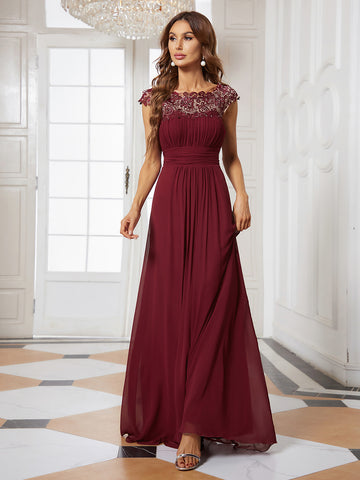 Elegant Lace Bodice Dress for Mature Ladies