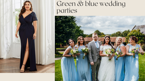 color of mother dresses matches with green and blue wedding parties