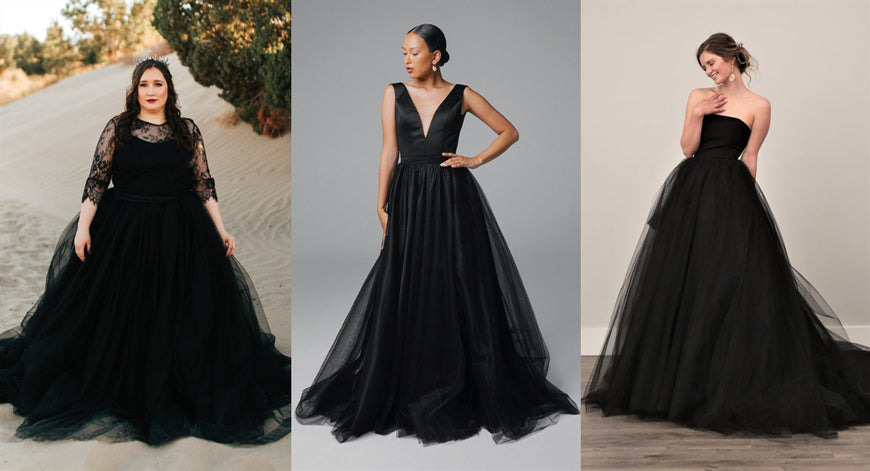 three-black-wedding-dresses