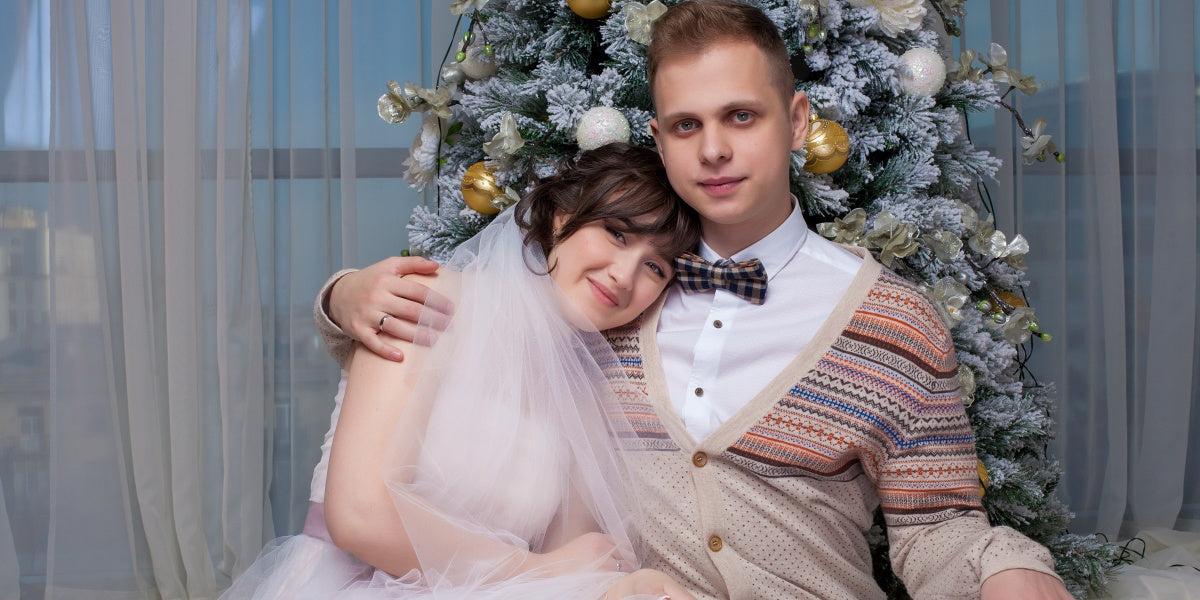 wedding couple at Christmas time