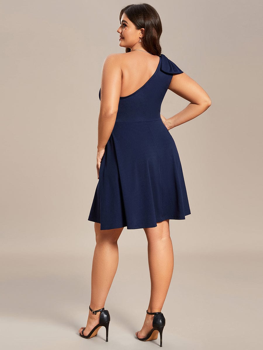 One Shoulder with Bowknot Sleeveless A-Line Summer Mini Dress