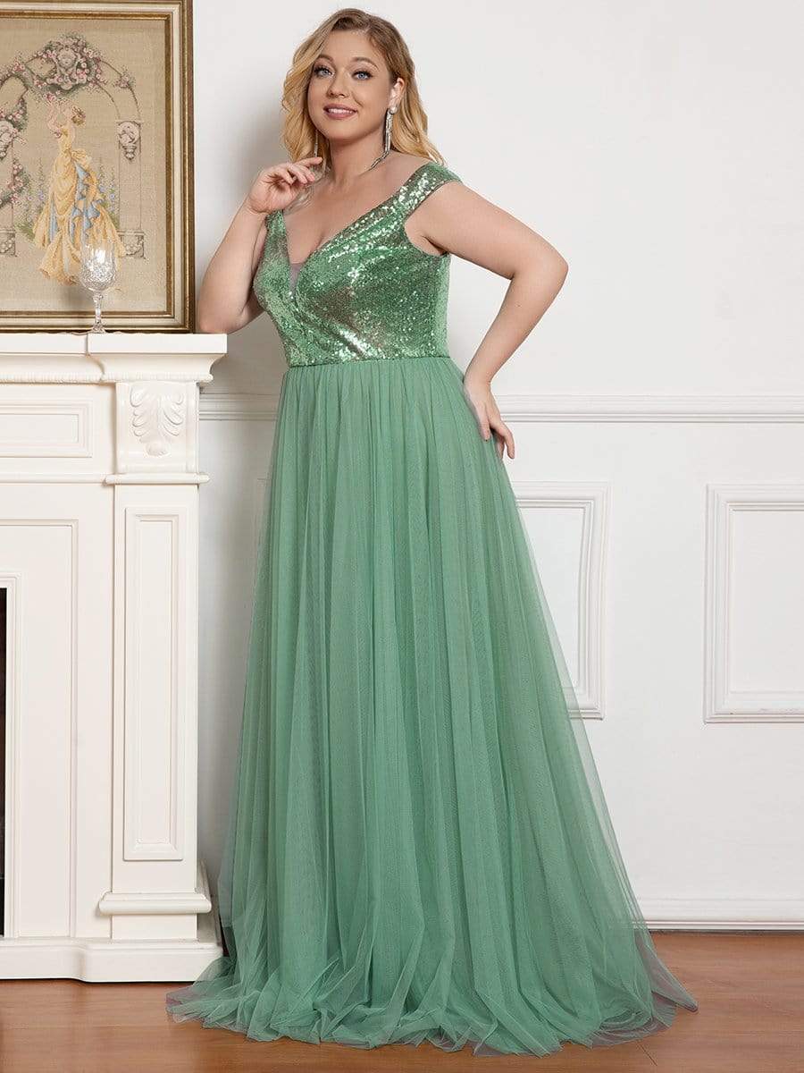 Plus Size Long Sequin Special Occasion Dresses