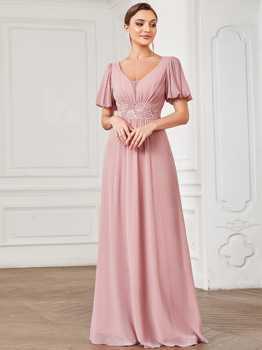 Chiffon Illusion Long Sleeve A-Line Evening Dress - Ever-Pretty US