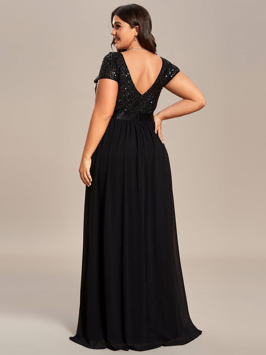 Empire Waist V-Neck Cap Sleeve Chiffon Formal Evening Dress