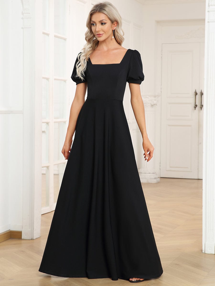 Velvet V-Neck A-line Short Sleeves Fall Midi Wedding Guest Dress