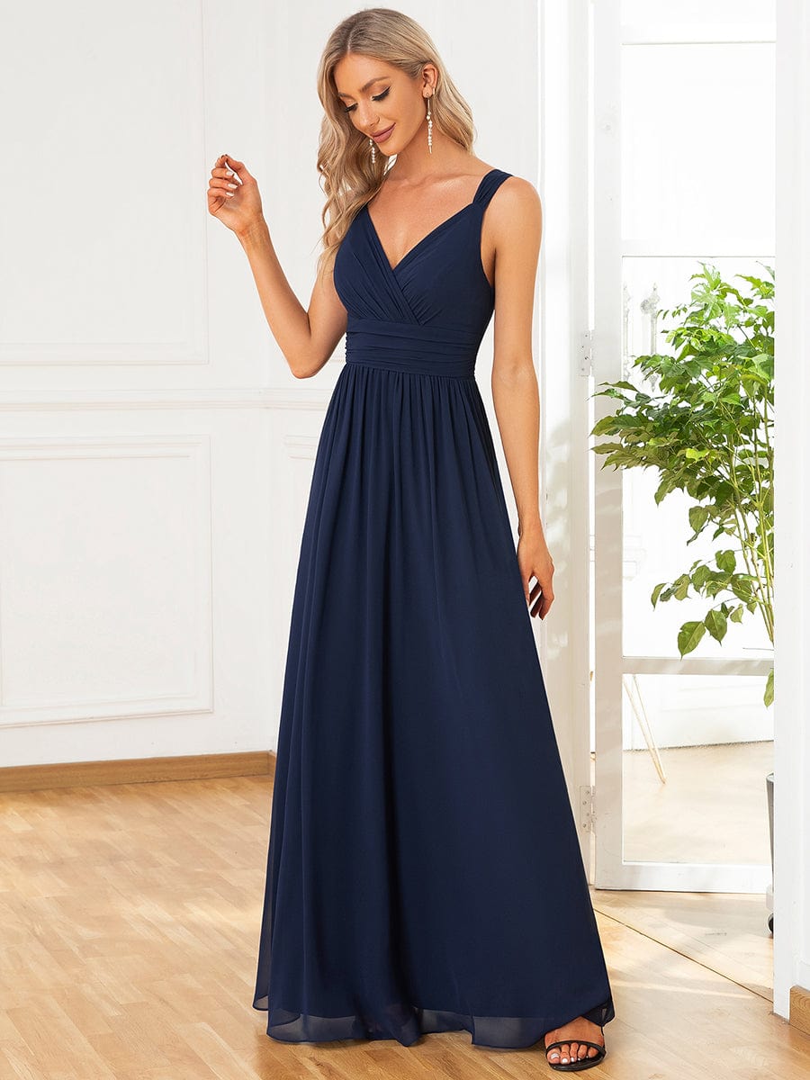 Sleeveless Chiffon Tie Waist A-Line Evening Dress