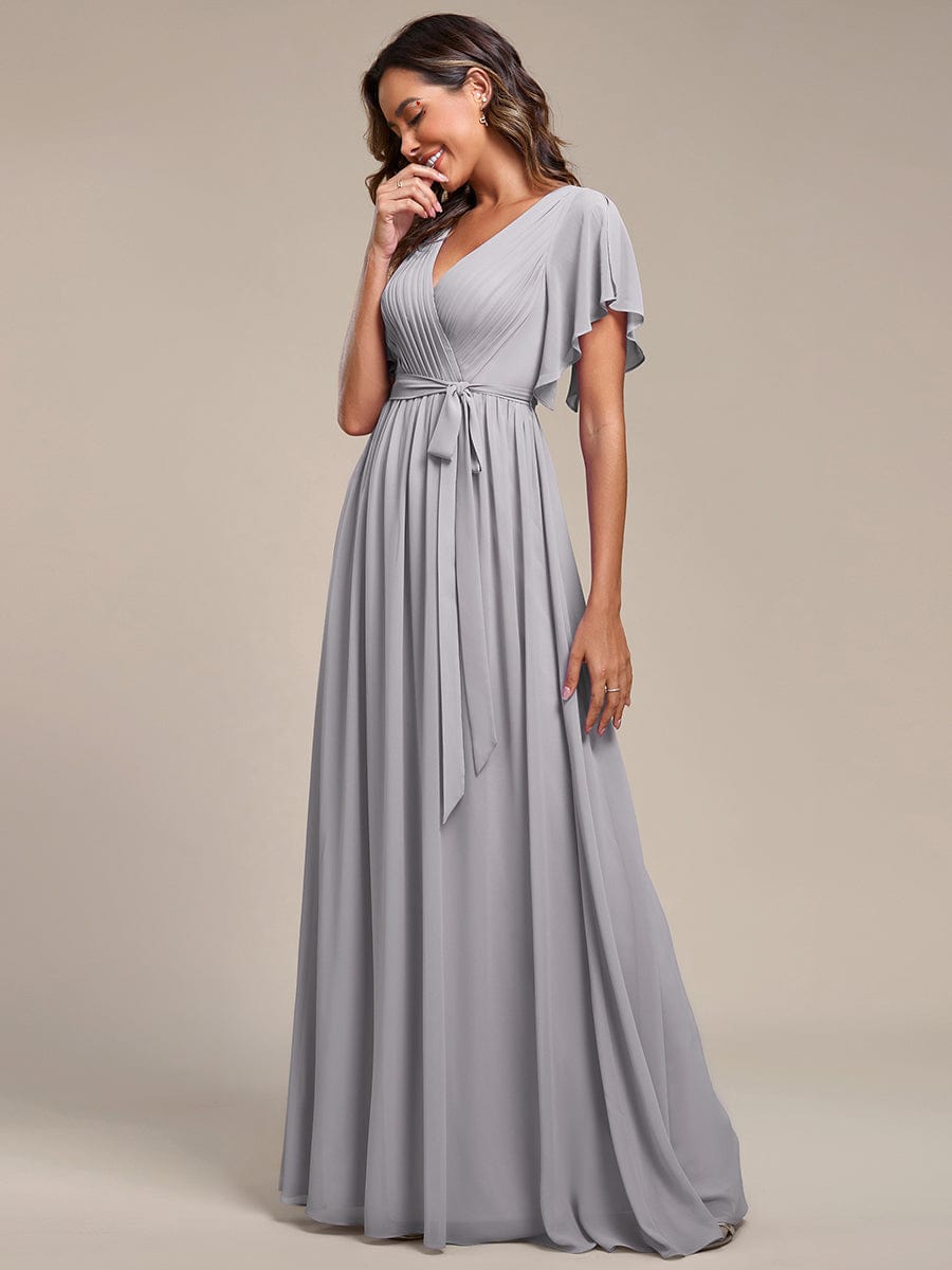 Custom Size Tie-Waist Pleated A-line Evening Dress