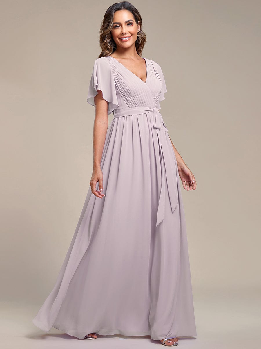 Custom Size Tie-Waist Pleated A-line Evening Dress