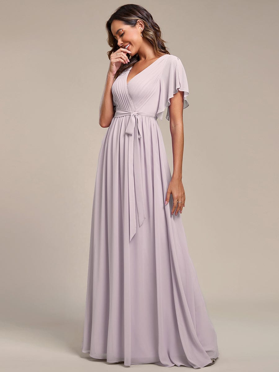 Custom Size Tie-Waist Pleated A-line Evening Dress