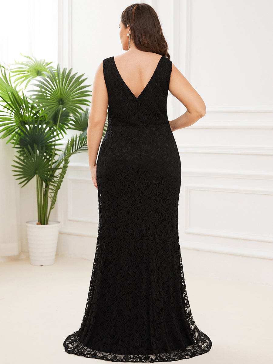 Pleated Lace Bodycon Sleeveless Floor-Length Formal Evening Dress