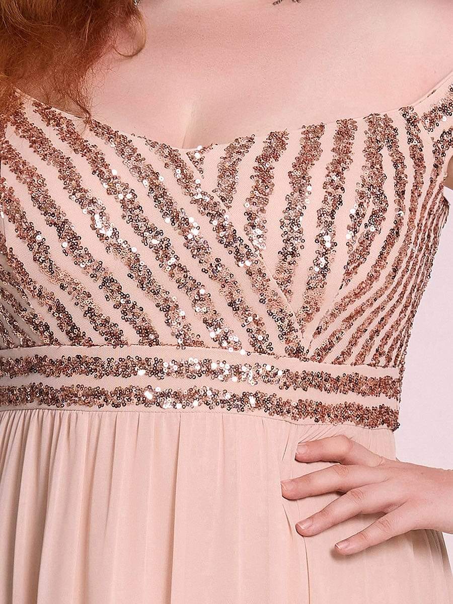 Striped Sequin Sweetheart Floor-Length Evening Dress