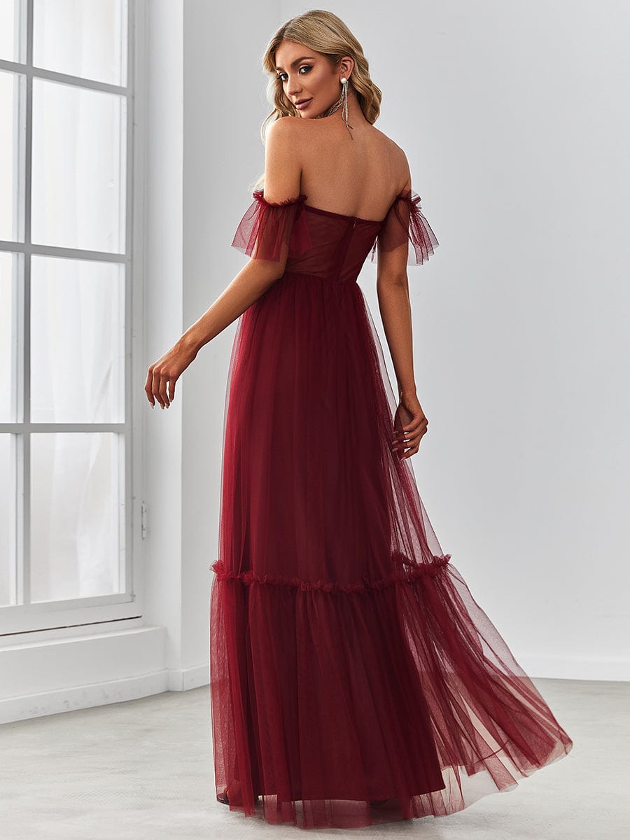 Custom Size Off-Shoulder Sweetheart Double Layer Pleated Evening Dress