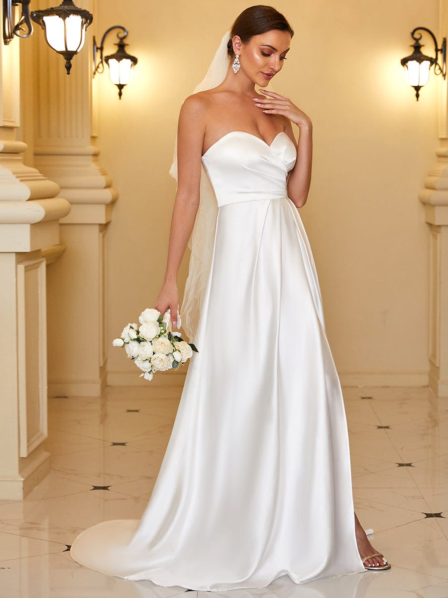 Relationship Status: In Love with a Sweetheart Neckline Illusion Dress –  Wedding Shoppe