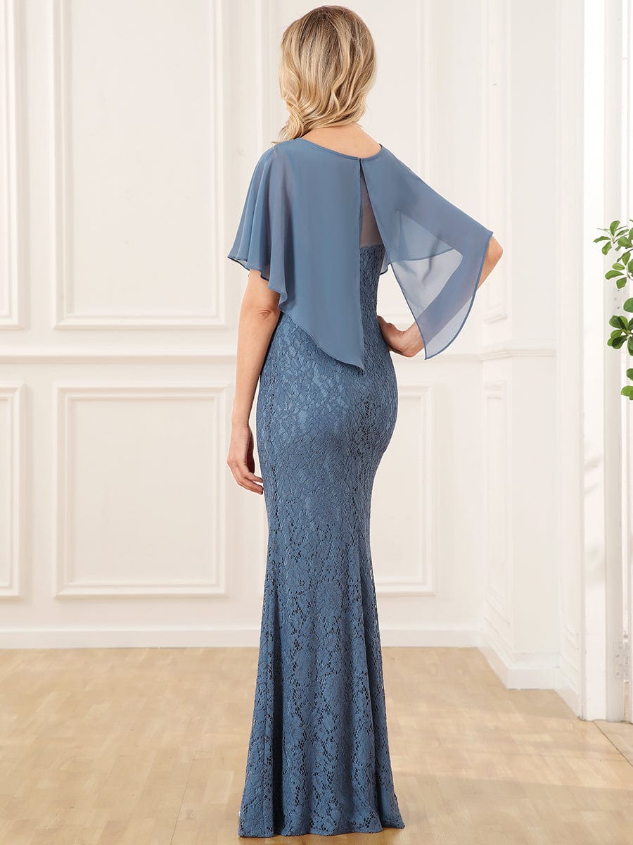 Lace Fishtail Chiffon Coverup Mother of the Bride Dress