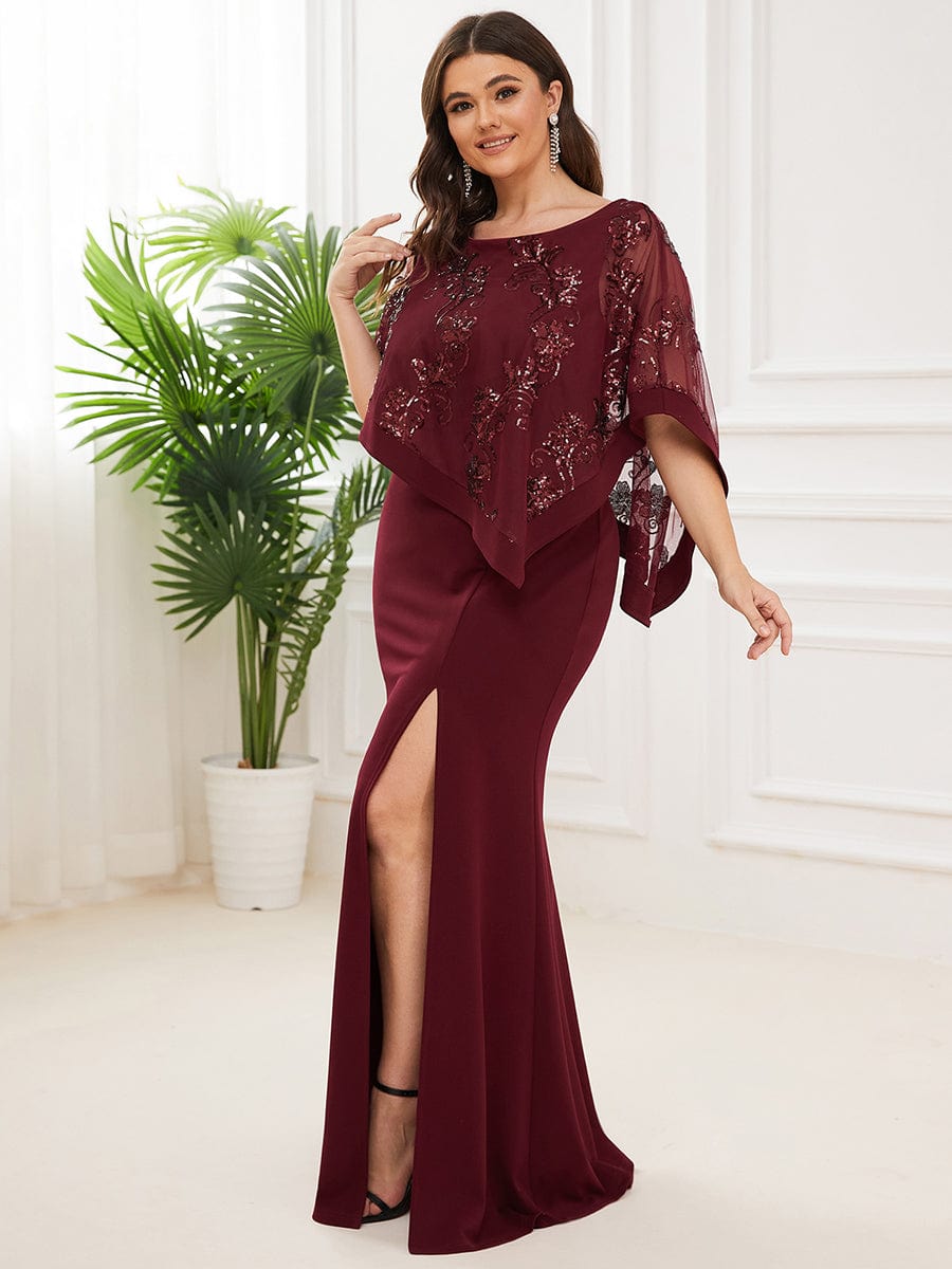 Lace Sequin Shirt Bodycon Floor-Length Mother Dress