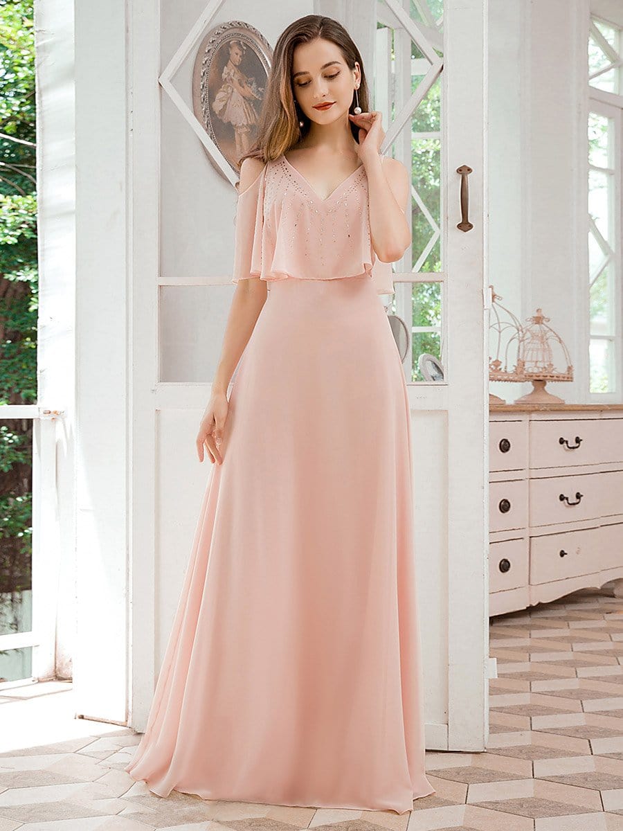 ruffle sleeve evening gown