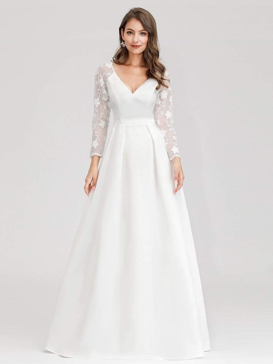 long sleeve a line gown