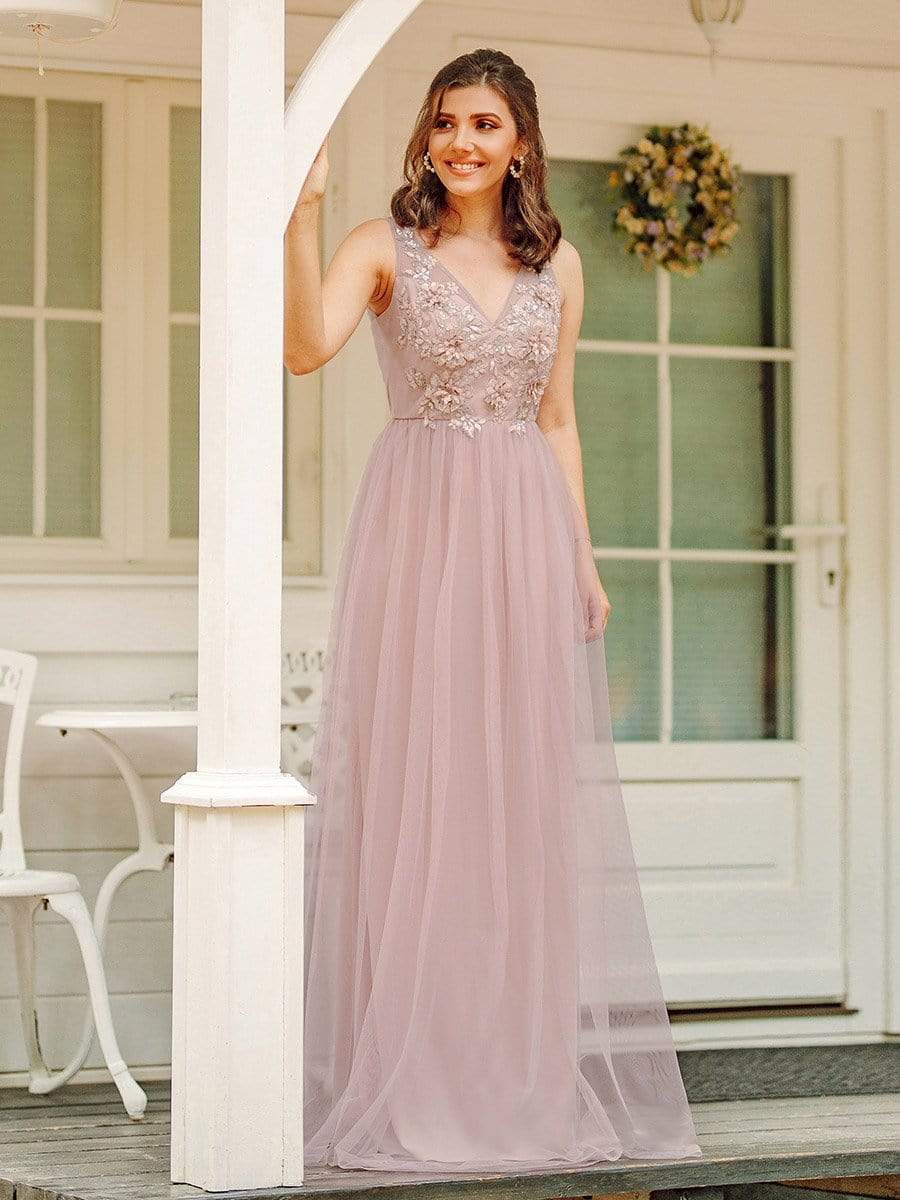 a line v neck bridesmaid dresses