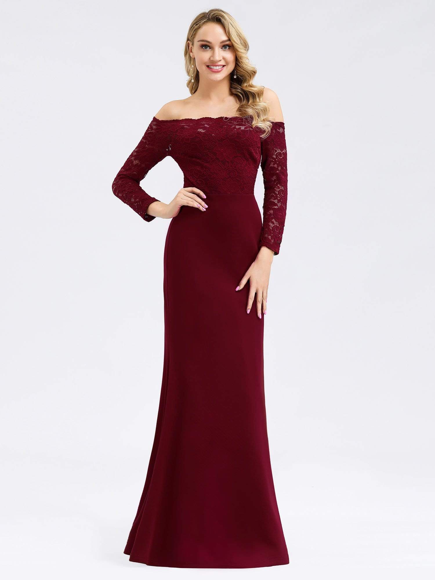 long sleeve velvet formal dress