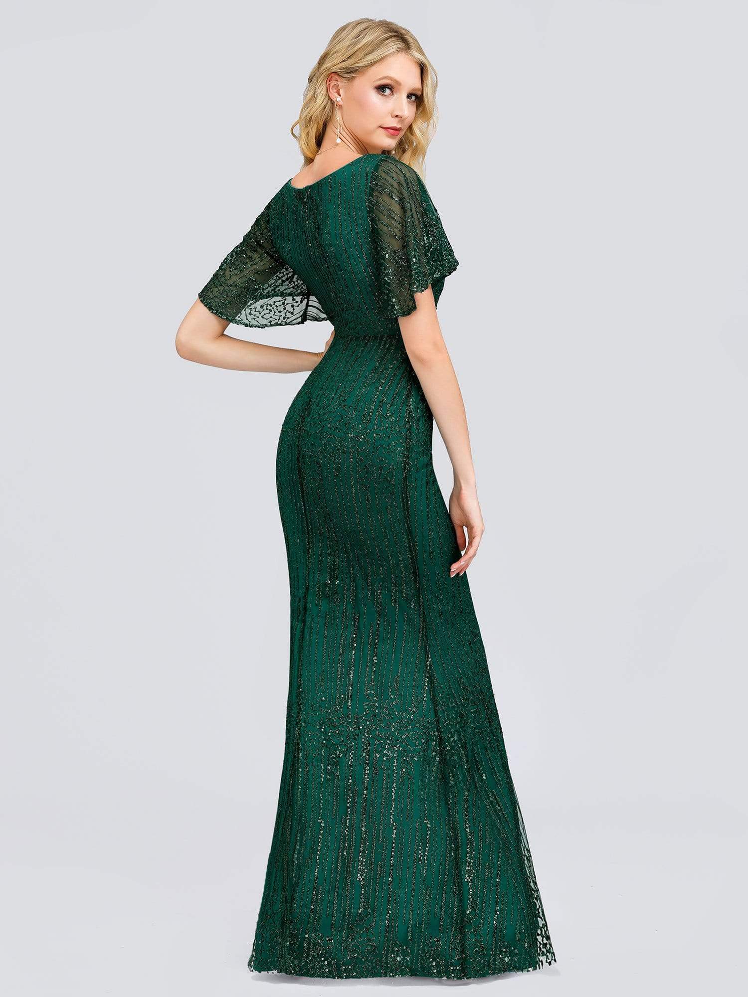 flutter sleeve evening dress