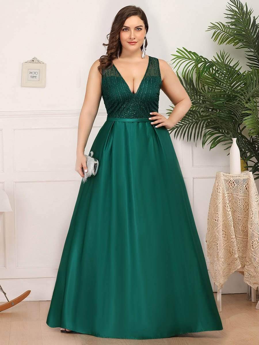 deep v formal gown