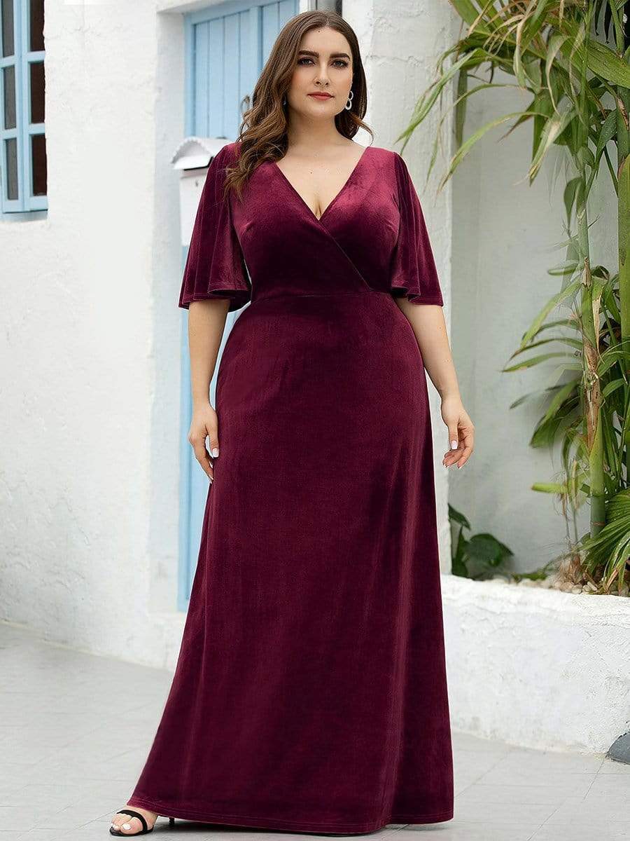 Custom Size Vintage Floor Length Velvet Formal Evening Dress