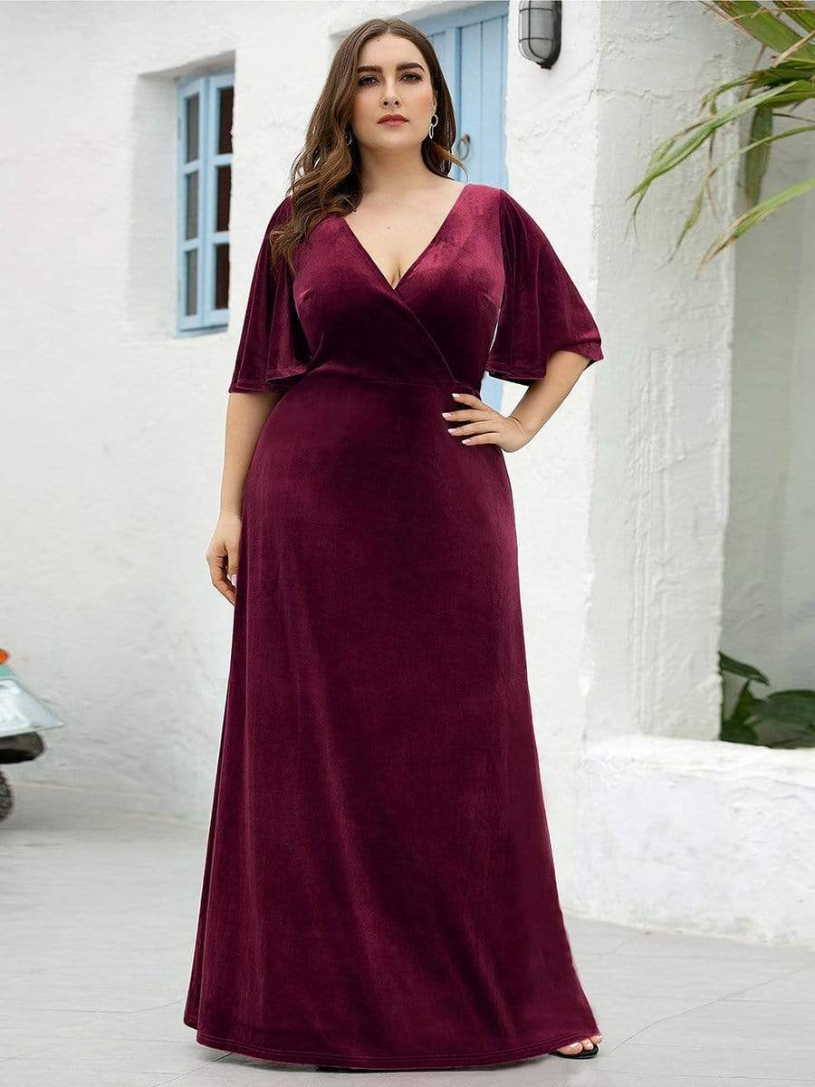 Custom Size Vintage Floor Length Velvet Formal Evening Dress