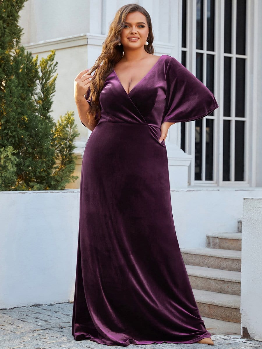 Custom Size Vintage Floor Length Velvet Formal Evening Dress