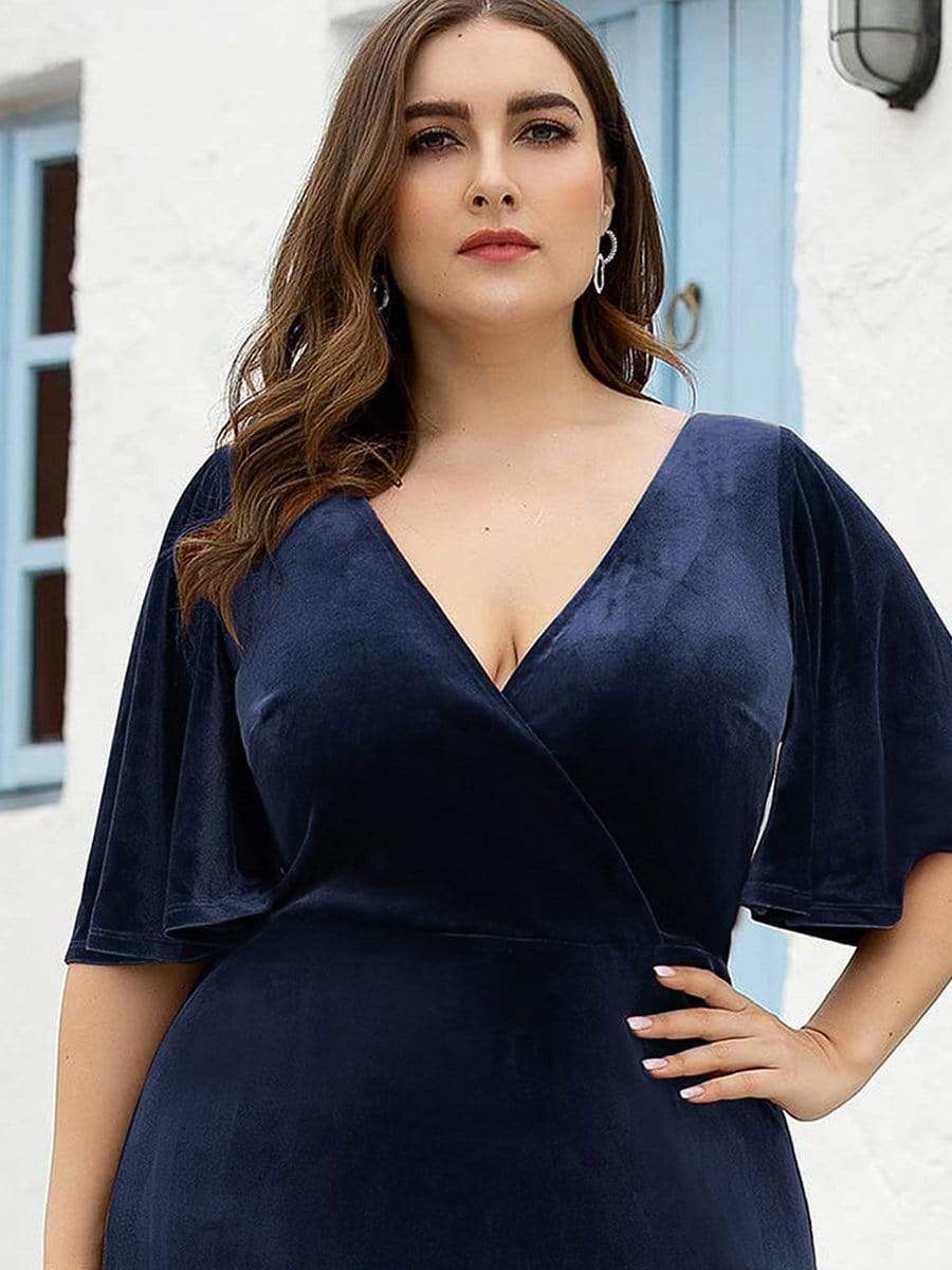 Vintage Plus Size Velvet Maxi Evening Dress