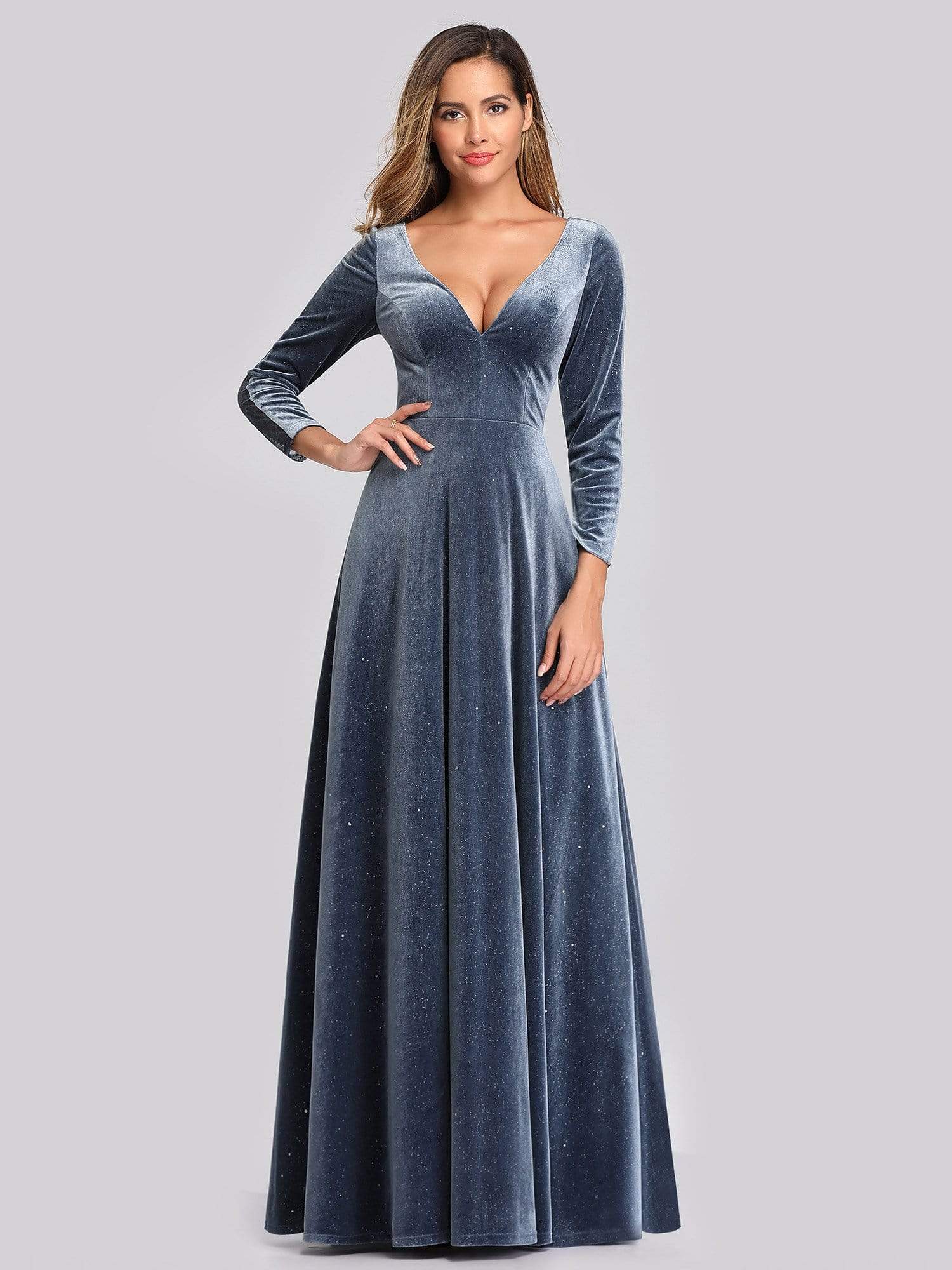 grey velvet gown