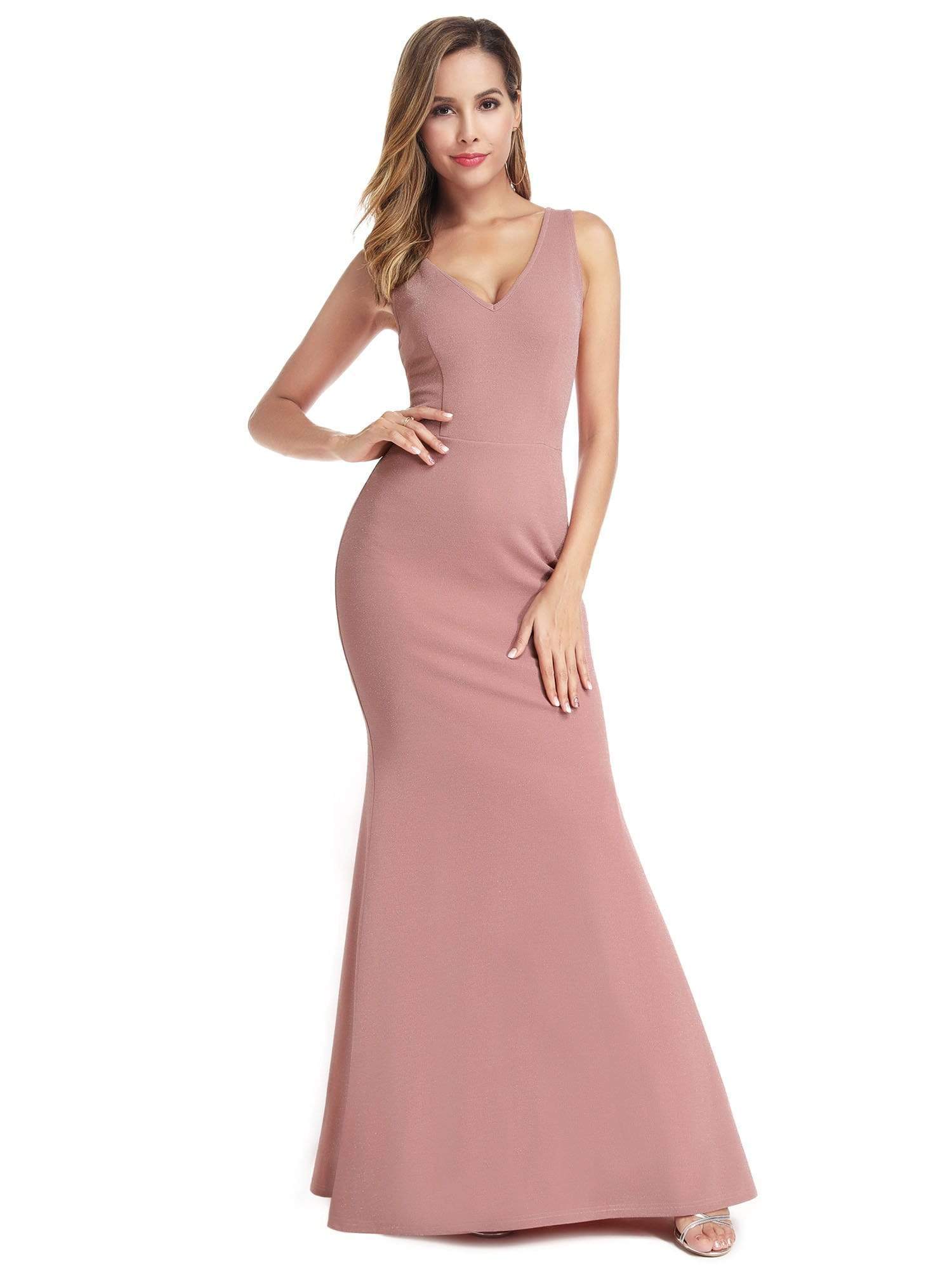 Women S V Neck Backless Bodycon Floor Length Dress Ever Pretty Us