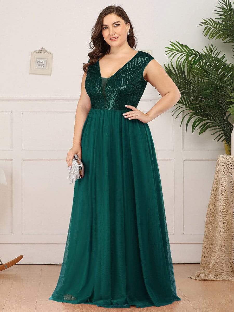 Plus Size Sequin Formal Maxi Dresses for Weddings - Ever-Pretty US